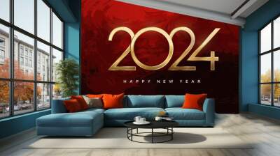 New Year Eve 2024. With golden numbers and shiny light. elegant and luxurious. Premium vector design for, posters, calendar, banners and greetings. Wall mural