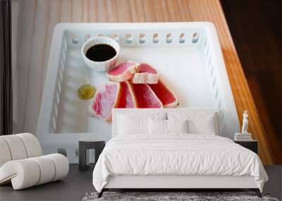 KYOTO, JAPAN. A plate of raw tuna on a dish. Wall mural