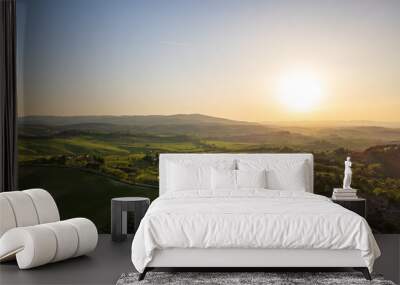 sunset over the fileds in tuscany Wall mural