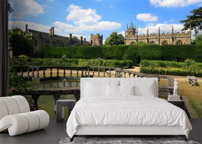 Summer view over Sudeley Castle & Gardens near Winchcombe village, Gloucestershire, Cotswolds, England Wall mural