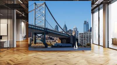 View of Benjamin Franklin Bridge. Suspension bridge in Philadelphia, Pennsylvania, USA. Wall mural