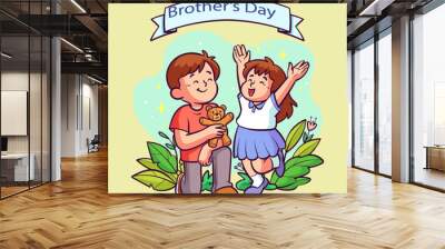 Hand drawn brothers day illustration Wall mural