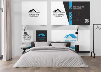 Real estate icon logo template illustration design and business card Wall mural