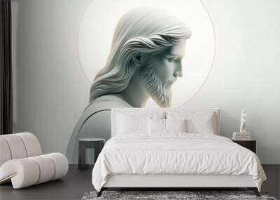 A statue of a Jesus christ design drawing graphic with a halo Illustrative eyecatching Vibrant highquality. Wall mural