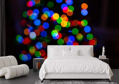 abstract Christmas lights colorful background Wall mural