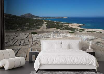 Aerial views from over the ancient ruins on the Greek Island of Despotiko Wall mural