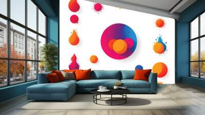 set of colorful paint splashes and fire in a circle Wall mural