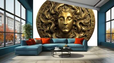 Antique iron shield greek goddess medusa Wall mural