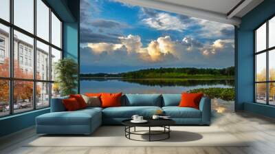 clouds over the lake Wall mural