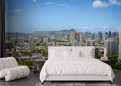 Beautiful Aerial View of Honolulu, Hawaii Wall mural