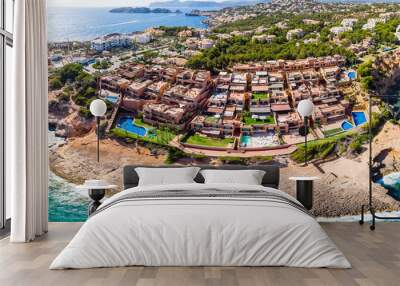 Aerial view, Spain, Balearic Islands, Mallorca, Santa Ponca area, El Toro, luxury marina Port Adriano Wall mural