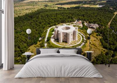 Aerial view Castel del Monte, UNESCO World Heritage Site, Province of Barletta Andria Trani, Apulia, Italy Wall mural