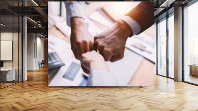 Business handshake for teamwork of business merger and acquisition,successful negotiate,hand shake, businessman shake hand with partner to celebration partnership and business deal concept Wall mural