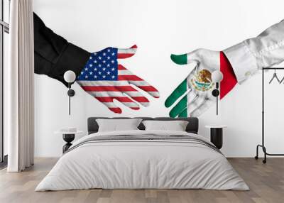 American and Mexican leaders shaking hands on a deal agreement Wall mural