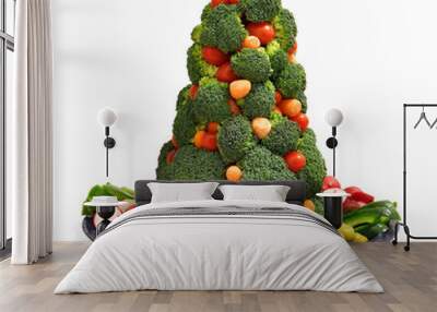 Homemade vegan holiday vegetable platter with broccoli Christmas tree Wall mural