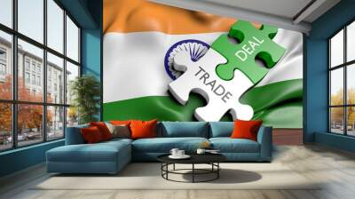 India trade deals and international commerce concept, 3D rendering Wall mural