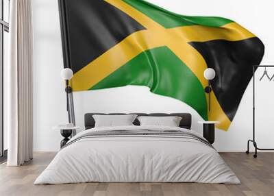 National flag for country of Jamaica isolated on white background, 3D rendering Wall mural