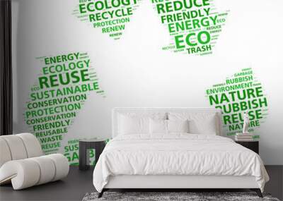 Recycling word cloud for environmental protection and sustainability Wall mural