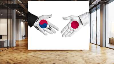 South Korea and Japan leaders shaking hands on a deal agreement Wall mural