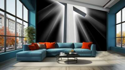 white cross shining in darkness Wall mural