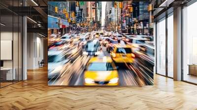 City Pulse in Motion: Dynamic Urban Flow with Cars in Motion Blur Amid Downtown Bustle Wall mural