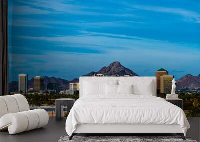 CLOSE AND SUPER CLOSE PANORAMIC SKYLINES OF TUCSON ARIZONA. Wall mural