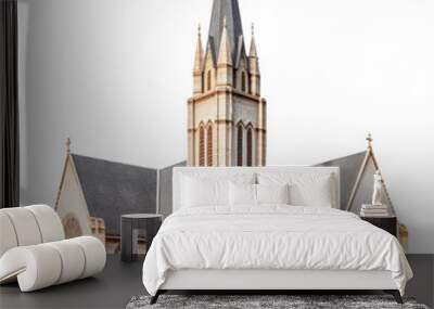 Cocktail illustration of wedding church with Spire Wall mural