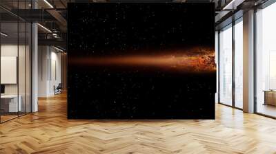 Burning meteorite on black background. Asteroid of iron and magnetite as it passes through Earth's orbit. 3d illustration 2 Wall mural