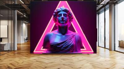 Classic statue background concept. Vaporwave style background. Classic sculpture, color distortion. Wall mural