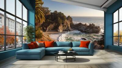 Cove with waterfall along the ocean Wall mural