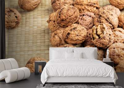 A background of delicious walnuts Wall mural