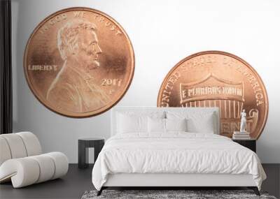 American penny isolated on white background Wall mural