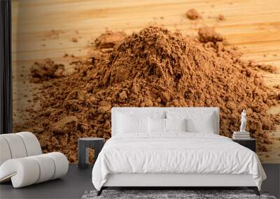 Close up of delicious Cocoa Power on a wooden background Wall mural