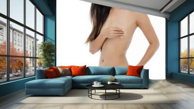 Sexy Asian woman posing for a figure study white background Wall mural