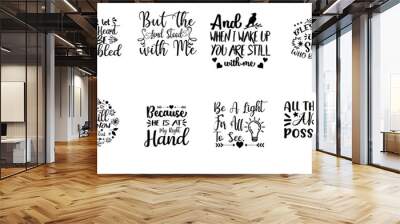 Decorative Religious Phrases, Quotes Set Vector Illustration for Motion Graphics, Label, Logo Wall mural