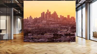 city skyline at sunset Wall mural