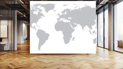 Gray world map on isolated background. Similar gray world map for infographic. Vector illustration. Wall mural