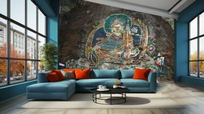 Guru Rinpoche rock painting, Thimphu, Bhutan Wall mural