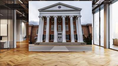 Historical building on campus of University of Mississippi in Oxford.  Wall mural