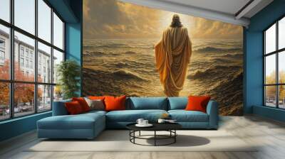 Jesus Christ walking on water Wall mural