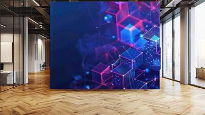 abstract digital geometric cubes background with copy space Wall mural