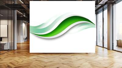 abstract green curve isolated on white or transparent png Wall mural