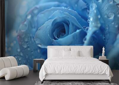 blue rose flower bud ultra detailed macro Wall mural