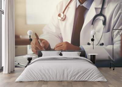 doctor in white uniform writing on a clipboard Wall mural