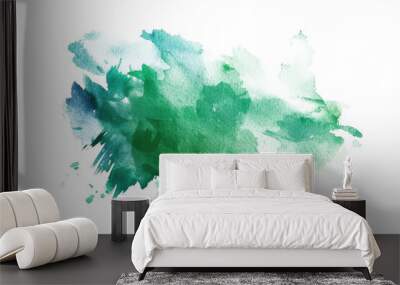 green blue colored watercolor paint fleck splash isolated on white or transparent png Wall mural