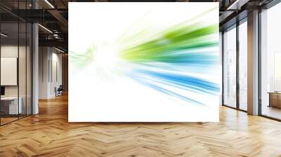 green blue light speed effect isolated on white or transparent png Wall mural