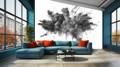 grey color powder pulver explosion isolated on white or transparent png Wall mural