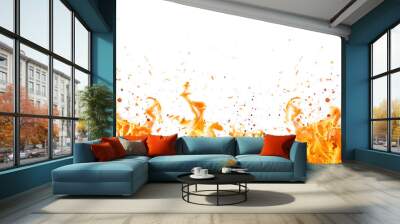 orange hot fire frame border isolated on white or transparent png Wall mural