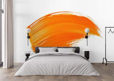 orange paint brush stroke isolated on white or transparent png Wall mural