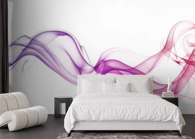 purple pink smooth smoke wave isolated on white or transparent png Wall mural